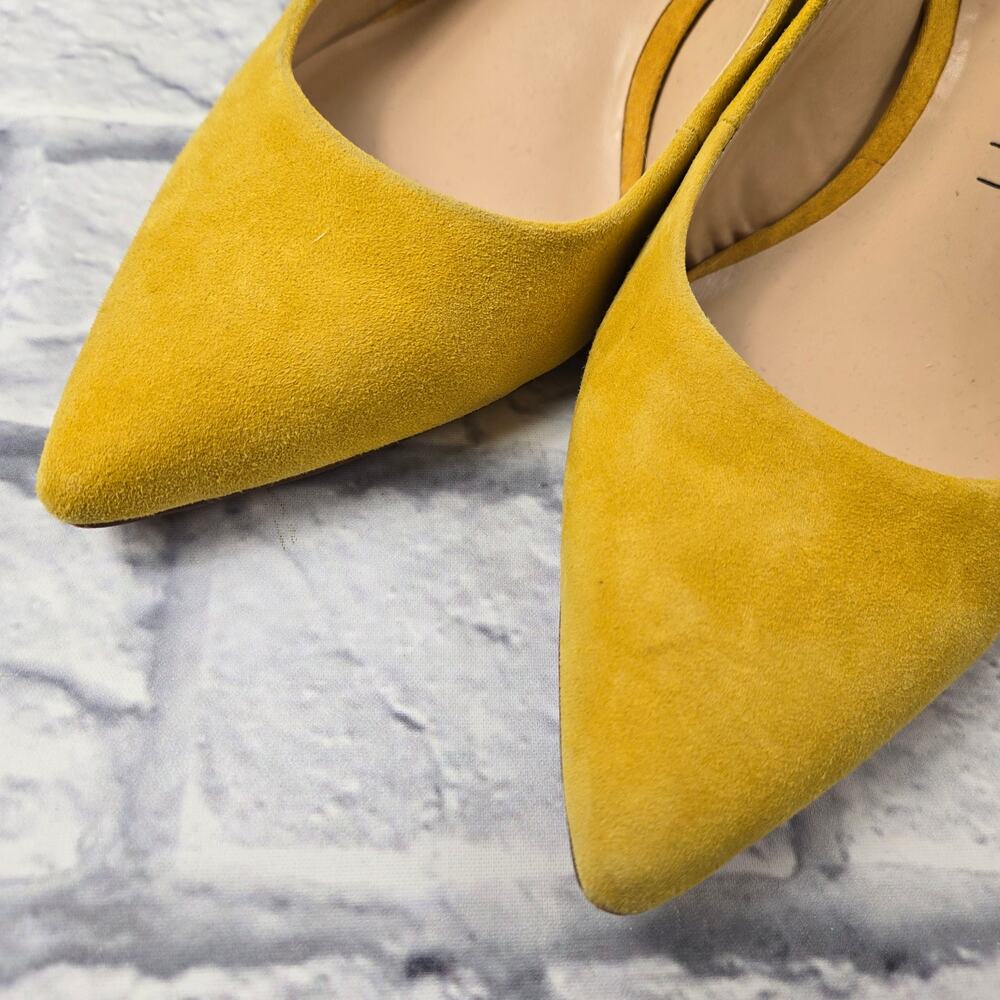Sole Society Slingback Keilinah Pumps Mustard Suede Covered Heel size 8.5M - Picture 5 of 14